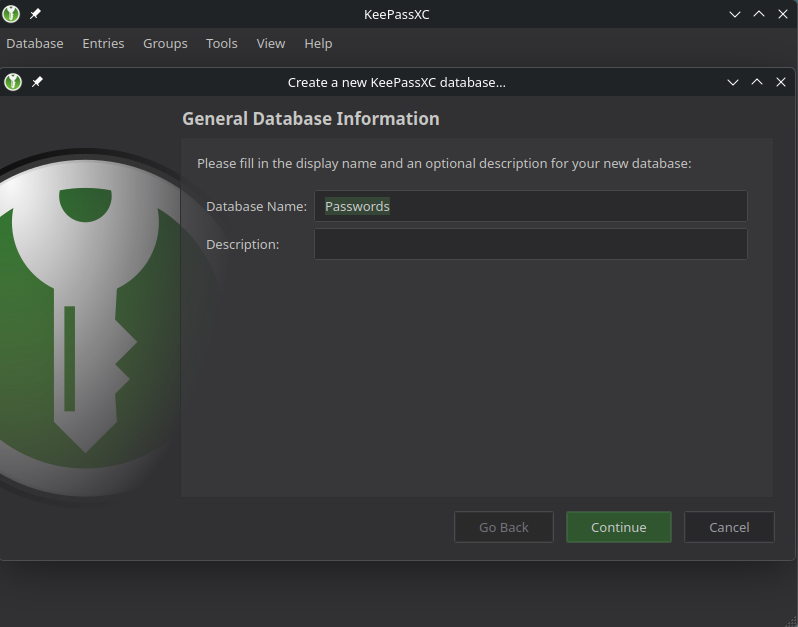 KeePassXC-Ansicht General Database Information