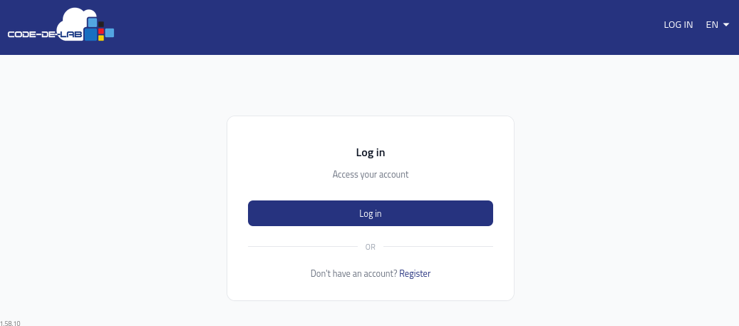 Anmeldeseite mit dem Link Register