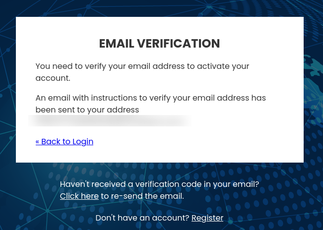 Hinweis auf den Versand einer E-Mail zur Verifizierung
